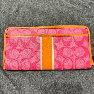 Coach Vibrant Pink and Orange Wallet